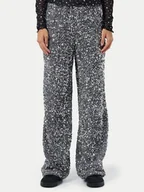 Spodnie damskie - Noisy May Spodnie materiałowe Mia 27032396 Srebrny Loose Fit - miniaturka - grafika 1