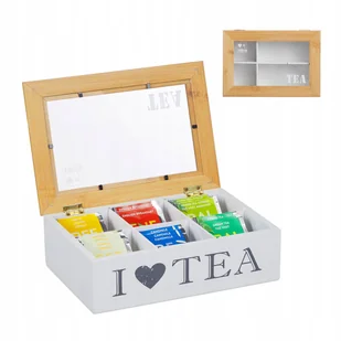 Pudełko pojemnik na herbatę 6 przegródek z pokrywą - Pojemniki kuchenne - miniaturka - grafika 1