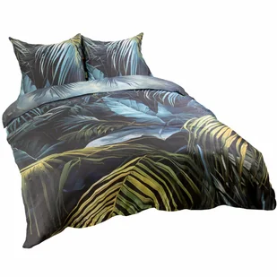 Pościel satynowa 160x200 Liście czarna turkusowa SATYNLOVE PREMIUM - Pościel - miniaturka - grafika 1