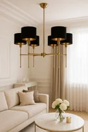 Lampy sufitowe - GLAMORO Ekskluzywna lampa sufitowa z mosiądzu - 6płomienna złoto i czerń w stylu glamour - miniaturka - grafika 1