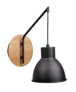 Candellux Lighting kinkiet na wysięgniku czarny loft VARIO 21-73495 lampa ścienna drewno z czarnym kloszem 21-73495 - Lampy ścienne - miniaturka - grafika 1