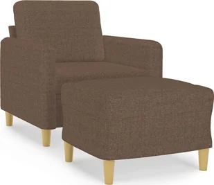 Fotel z podnóżkiem, brązowy, 60 cm, obity tkaniną - Fotele - miniaturka - grafika 1