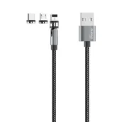 Kable USB - Dudao składany magnetyczny kabel USB + zestaw końcówek Lightning / USB Typ C / micro USB 3 A 1 m szary (L9Pro gray) - miniaturka - grafika 1