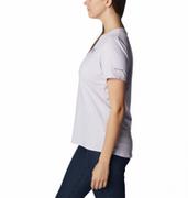 Koszulki sportowe damskie - Damski t-shirt treningowy z nadrukiem COLUMBIA Sun TrekSS Graphic Tee - fioletowy - miniaturka - grafika 1