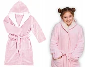 Moda i Uroda OUTLET - ŚLICZNY SZLAFROK KĄPIELOWY DZIECIĘCY ZAWIĄZYWANY Z KAPTUREM USZKAMI RÓŻOWY - miniaturka - grafika 1