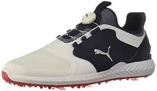 Buty sportowe męskie - PUMA Męskie buty do golfa Ignite Pwradapt Caged Disc, Puma White Puma Silver Peacoat, 45.5 EU - grafika 1