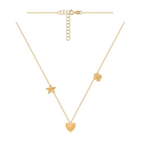 Złoty Naszyjnik Łańcuszkowy Serce 585 1.10 g, dł. 45 cm Rodium