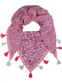 Apaszki i szaliki damskie - Zwillingsherz Chusta "Samira" w kolorze różowo-białym - 200 x 100 cm - grafika 1