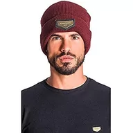 Czapki damskie - Gianni Kavanagh Damska burgundowa czapka beanie ze złotą GK Plaque czapka zimowa, burgundowa, jeden rozmiar - miniaturka - grafika 1