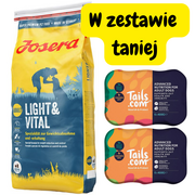 Sucha karma dla psów - JOSERA Light & Vital 15kg + Tails.com Adult 65% mięsa 12x400g - miniaturka - grafika 1