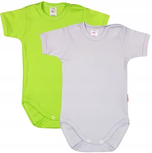 Body KR GŁADKIE 2PAK Popiel Zieleń r 74 KLEKLE - Body dla niemowląt - miniaturka - grafika 1