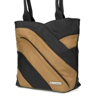 Torebki damskie - Czarno- beżowa Skórzana Damska Torba na Ramię Beltimore L38 czarny - miniaturka - grafika 1