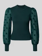 Bluzki damskie - Sweter z dzianiny z prążkowanymi wykończeniami model ‘DOTME’ - miniaturka - grafika 1