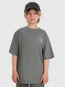 Koszulki dla chłopców - 4F T-shirt oversize z nadrukiem chłopięcy - szary 122 (6-7 lat) - miniaturka - grafika 1