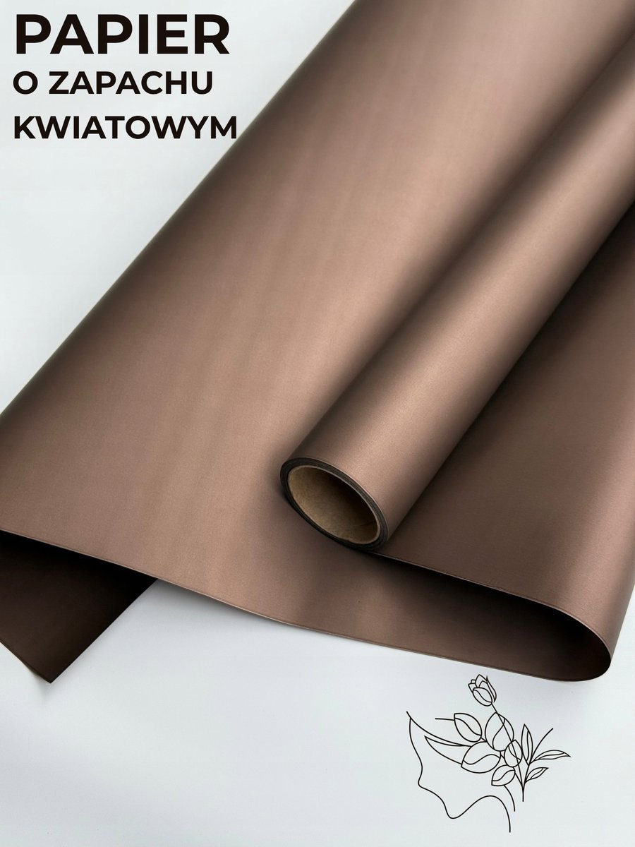 Papier florystyczny do pakowania satynowy o zapachu kwiatowym Kawa 50cmX9m