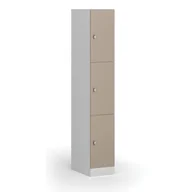 Szafki biurowe - Szafka ubraniowa ze schowkami, 3 schowki, 1850 x 300 x 500 mm, zamek obrotowy, drzwi beżowe - miniaturka - grafika 1