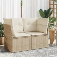 Sofy ogrodowe - vidaXL Sofa ogrodowa z poduszkami, 2-osobowa, beż, polirattan - miniaturka - grafika 1
