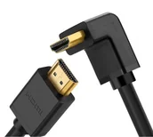 Kable - UGREEN Ugreen kabel High Speed HDMI z obsługą Ethernet, z wtykiem kątowym 90 stopni, wspiera rozwiązania 3D (do 1080p i 4K), Full HD i Ultra HD, kompatybilny m.in. z odtwarzaczem Blue-ray Player, telewizją 3 - miniaturka - grafika 1