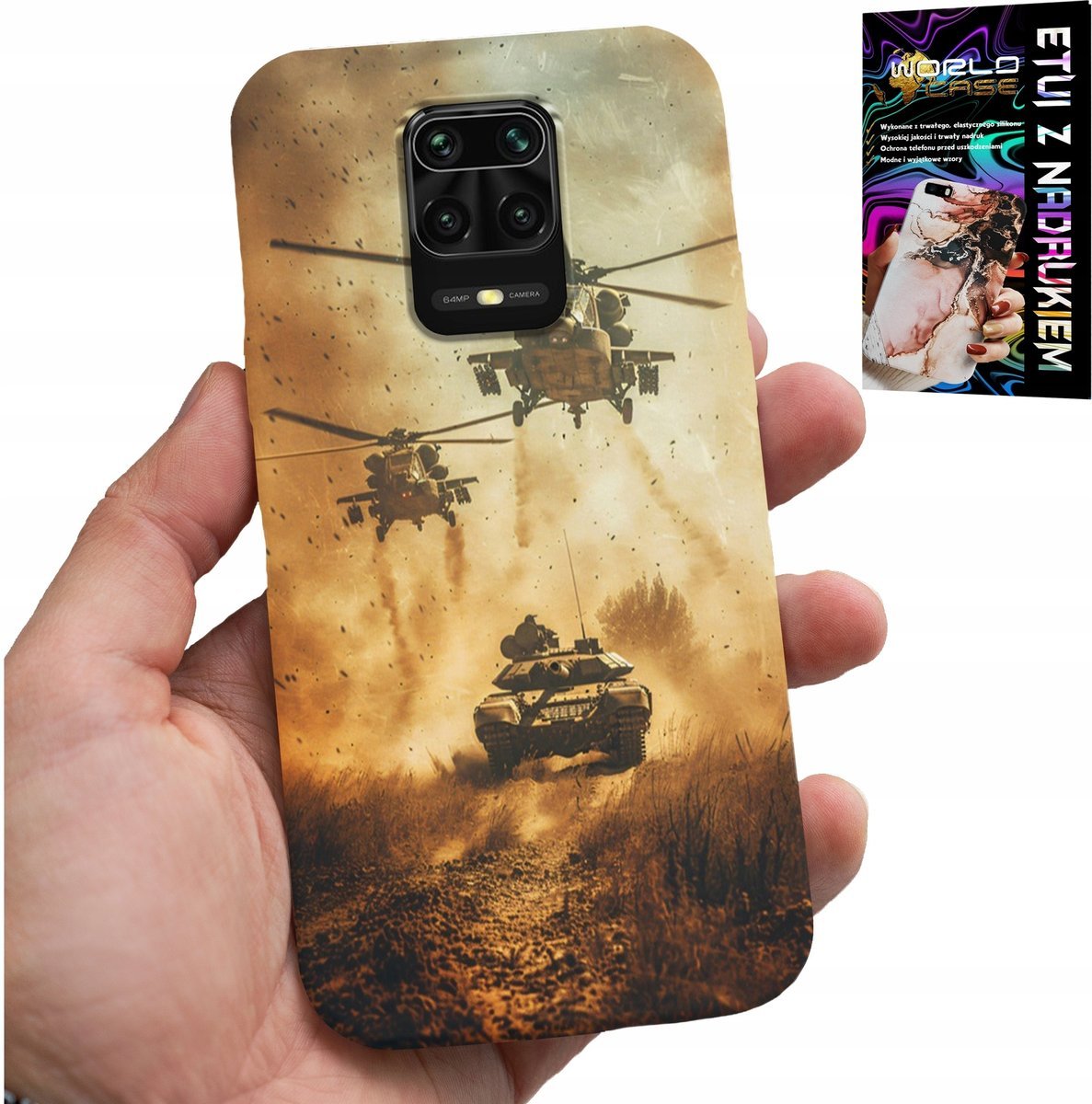 ETUI DO XIAOMI NOTE 9 PRO / 9S - HELIKOPTER WOJSKOWY CZOŁG MILITARIA CASE