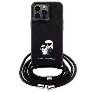 Karl Lagerfeld KLHCP13LSAKCPSK iPhone 13 Pro / 13 6.1" hardcase czarny/black Crossbody Saffiano Metal Pin Karl & Choupette - Etui i futerały do telefonów - miniaturka - grafika 2