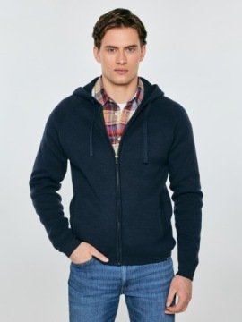 Big Star Sweter męski rozpinany z kapturem granatowy Hoodian 403 XL