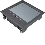 Kanały kablowe - Hager polo tehalit.VE-EE Pokrywa uchylna VQ06 200x200 wykładzina 12mm czarny PA VQ06129005 - miniaturka - grafika 1