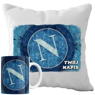Gadżety dla niej i dla niego - Kubek Poduszka Napoli 330ml 40x40cm z Napisem Zestaw PIłkarski Napis - miniaturka - grafika 1