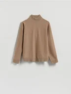 Swetry męskie - Reserved - Gładki golf z dzianiny - brązowy - miniaturka - grafika 1