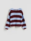 Swetry damskie - Reserved - Sweter w paski - jasnoniebieski - miniaturka - grafika 1