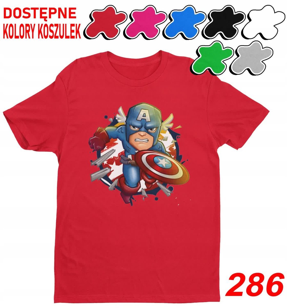 Dziecięca Koszulka Z Nadrukiem Anengers Marvel Kapitan Ameryka -L 146-152