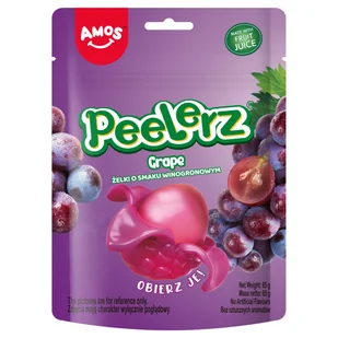 Owocowe Żelki Amos Peelerz Grape Żelki Do Obierania Z Sokiem Owocowym 65G - Żelki - miniaturka - grafika 1