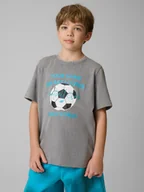 Koszulki dla chłopców - 4F T-shirt regular z nadrukiem chłopięcy - szary 158 (12-13 lat) - miniaturka - grafika 1