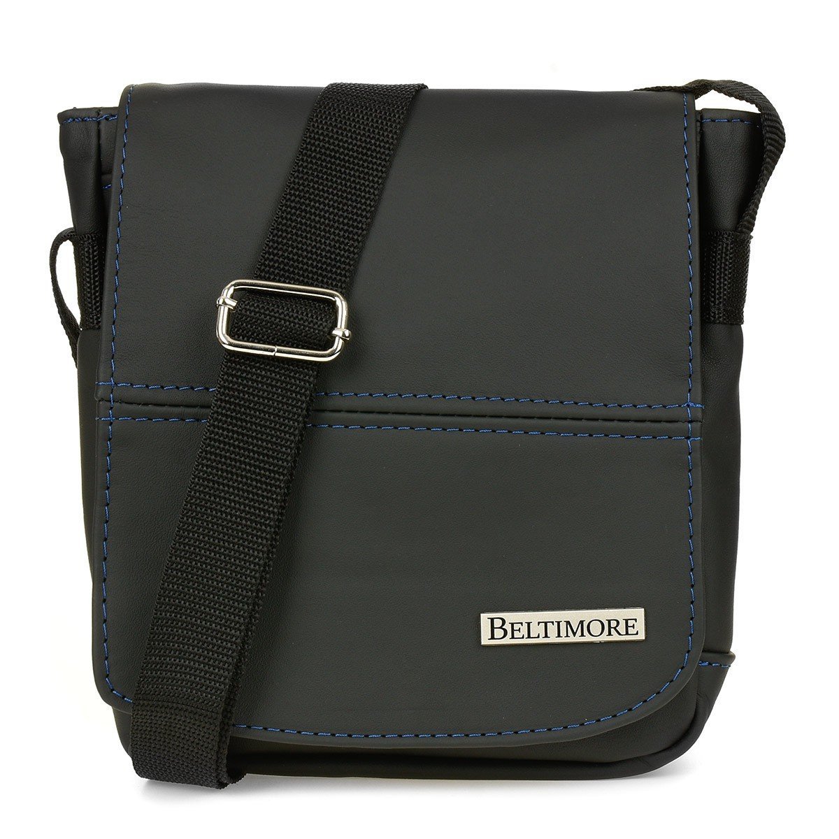 Czarna mała męska torba z klapą skóra naturalna beltimore F20 czarny