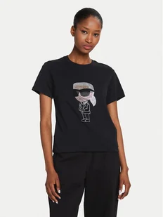KARL LAGERFELD T-Shirt Ikonik 2.0 230W1770 Czarny Regular Fit - Koszulki i topy damskie - miniaturka - grafika 1
