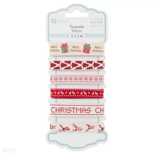 Tasiemki bawełniane, scandi christmas, 6 x 2m - Scrapbooking - miniaturka - grafika 1