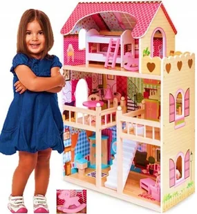 Podświetlany duży nowoczesny domek do zabawy lalkami z drewna dla dziecka - Domki dla lalek Podświetlany duży nowoczesny domek do zabawy lalkami z drewna dla dziecka - Domki dla lalek - miniaturka - grafika 1