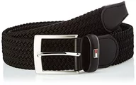 Paski - Tommy Hilfiger - Pasek męski Adan, 57% elastan, 43% poliester, klamra w srebrnym odcieniu, niezbędna do garderoby, akcesoria Tommy Hilfiger dla mężczyzn, Czarny, 115 - miniaturka - grafika 1