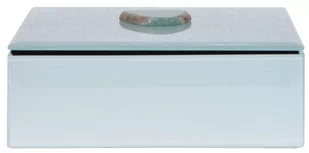Szkatułka szklana z kamieniem, EWAX, biała, 15,5x11,5x5,5 cm - Pudełka i szkatułki - miniaturka - grafika 1