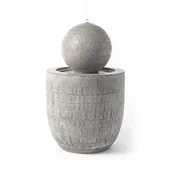 Fontanny ogrodowe - KÖHKO® Fontanna ogrodowa 17005 Zen w kształcie kuli z LED–Nowoczesna fontanna dekoracyjna o strukturalnej powierzchni do ogrodu, na taras i do wnętrz - miniaturka - grafika 1