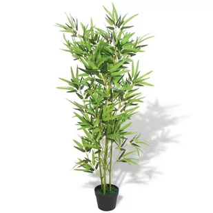 vidaXL Sztuczny bambus z doniczką, 120 cm, zielony - Sztuczne kwiaty - miniaturka - grafika 1