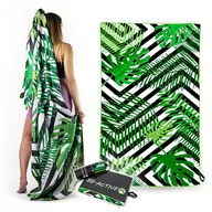 Ręczniki - Ręcznik szybkoschnący z mikrofibry 130x80cm Liście - miniaturka - grafika 1