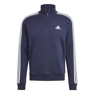 adidas Męska bluza polarowa Essentials z 3 paskami na zamek 1/4 (długi rękaw), legendowy atrament/biały, S, Atrament legendowy/biały, S - Bluzy męskie - miniaturka - grafika 1