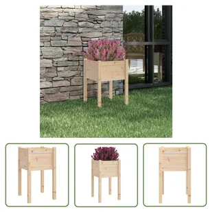 The Living Store Donica ogrodowa - 50x50x70 cm - lite drewno sosnowe - Podwyższona Donica - Donice - miniaturka - grafika 1