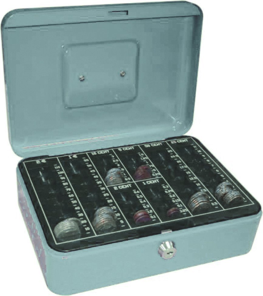 QConnect Kasetka na pieniądze duża, 255x200x90mm, srebrna