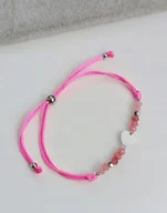 Bransoletki - RÓŻOWA BRANSOLETKA REG SERCE MASA PERŁOWA AGAT HEMATYT WALENTYNKI STAL - miniaturka - grafika 1