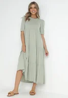 Sukienki - Miętowa Sukienka Bawełniana Ulrika - Born2be - miniaturka - grafika 1