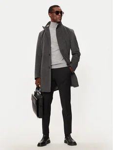Boss Płaszcz wełniany H-Hyde 50525764 Szary Slim Fit - Płaszcze męskie - miniaturka - grafika 1