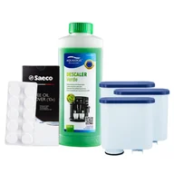 Akcesoria i części do ekspresów do kawy - Zestaw do Ekspresu Philips Saeco, Filtr AL-Clean 3 szt, Tabletki Czyszczące CA6704, Odkamieniacz Uniwersalny Verde 500ml - miniaturka - grafika 1