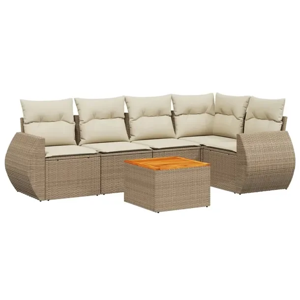Zestaw mebli ogrodowych modułowych beżowy, rattan PE, wymiary: 62x62x69 c