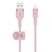 Kable USB - Belkin Kabel USB Lightning Braided Silicone 2m Różowy CAA010BT2MPK - miniaturka - grafika 1